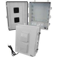 Altelix NP171407VA1R4C 17x14x7 Polycarbonate + ABS Vented RF Transparent Outdoor WiFi Enclosure with 4 120 VAC Outlets & Power Cord