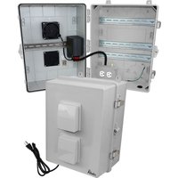 Altelix NP171409VFHA1C-DIN 17x14x9 Heated Polycarbonate + ABS Vented DIN Rail Enclosure with 50W Heater Cooling Fan & 2 120 VAC Outlets & Power Cord