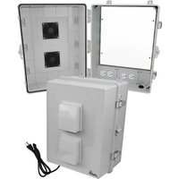 Altelix NP171409VMA1R4C 17x14x9 Polycarbonate + ABS Vented RF Transparent Outdoor WiFi Enclosure with PVC Plate & 4 120 VAC Outlets & Power Cord