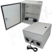 Altelix NS201612VFA1C-DIN NS Series 20x16x12 Industrial DIN Rail Steel Weatherproof NEMA Enclosure with Dual Cooling Fans 120 VAC Outlets