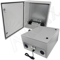 Altelix NS242012VFHA1C NS Series 24x20x12 Steel Heated Weatherproof NEMA Enclosure with Dual Cooling Fans 200W Heater 120 VAC Outlets and Power Cord