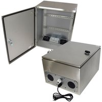 Altelix NX201612VFA1C-DIN NX Series 20x16x12 Industrial DIN Rail Stainless Steel Weatherproof NEMA Enclosure with Dual Cooling Fans 120 VAC Outlets
