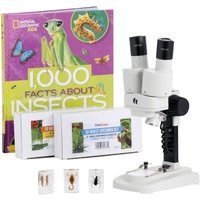 AmScope SE100Z-BKI-INST23 IQCrew SE100 Series Kid's Portable Battery-Powered Binocular Stereo Microscope 20X-40X w/ Deluxe 3D Insect Specimen Kits