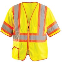 Classic Safety Vest, 2-Tone, X-Large, Hi-Viz Yellow, Polyester Mesh, Zipper Closure, 2 Pockets