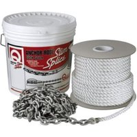 QUICK FVC080391220Q00 ANCHOR RODE 25FT - 8MM CHAIN - 200FT - 9/16 INCH 3 PLAIT ROPE