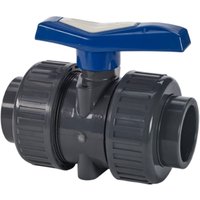 Simtech True Union Ball Valve: 1-1/2" Pipe, Full Port, Polyvinyl Chloride - FNPT x FNPT | Part #TBB 102 1 015