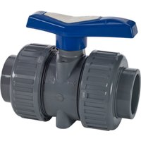 Simtech True Union Ball Valve: 1-1/4" Pipe, Full Port, Chlorinated Polyvinyl Chloride - FNPT x FNPT | Part #TBB 302 1 012