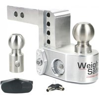 WEIGH SAFE WS42 4INADJ BALLMOUNT 2INSHANK, Fits 2 In Receiver; 12500 Gross Trailer Weight; Adjustable; Stowable; 4 In Drop/ 5 In Rise; 8000 Pound 2 In Ball/ 12500 Pound 2-5/16 In Ball; Stainless Steel Balls; Brushed Aluminum Drawbar