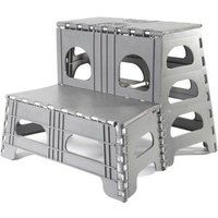 Non-Slip Two Step Stool in Grey, Plastic