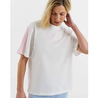 3 Stripe Boyfriend T Shirt White Pink 2X 24 26