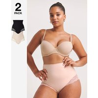 2 Pack Lace Firm Briefs Black Blush