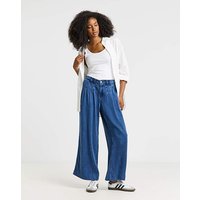 SBE Mid Pleat Detail Wide Leg Jeans MID 18R