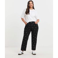 SBE Mono Embroidered Spot Straight Jeans 30R