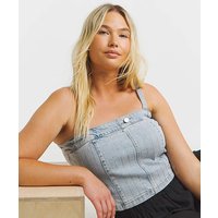 Diamante Denim Corset Light Wash