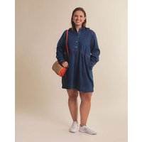 Mid Wash Frill Collar Denim Mini Dress MID Wash