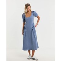 Denim Puff Sleeve Dress MID