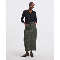 SBE Olive Leopard Denim Midaxi Skirt