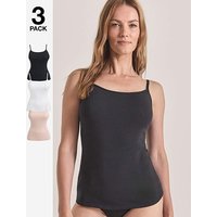 3 Pack Cotton Vests Black White Blush 24 26