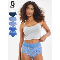 5Pack Lace Top Full Fit Briefs Butterfly Blue 8 10