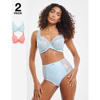 2 Pack Ella Lace Full Cup Wired Bras Blue Coral