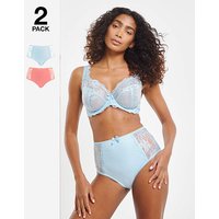 2 Pack Ella Lace Knickers Blue Coral