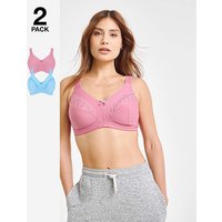 2 Pack Sally Minimiser Non Wired Bras Blue Pink