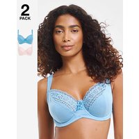 2 Pk Pink Blue Jane Full Cup Wired Bras Pink Blue