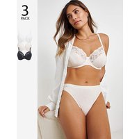 3 Pack Lace Full Cup Bras Marl White