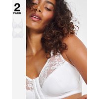 2 Pack Lace Front Fasten NW FC Bras White White