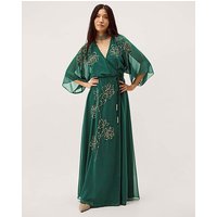 Skyla Floral Maxi Wrap Dress Dark Green