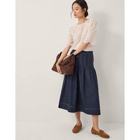 Darcie Pleated Denim Midi Skirt