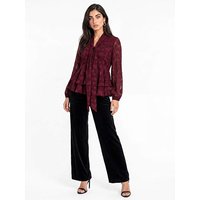 Burnout Pussybow Peplum Blouse