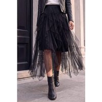 Elastic Waist Layered Line Skirt