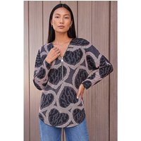 Heart Print Zip Top