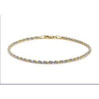 9 Carat 2 Tone Rope Chain Bracelet