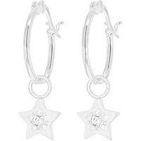Sterling Hoop Star Drop Earrings