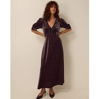 Vera V Neck Velvet Midi Dress