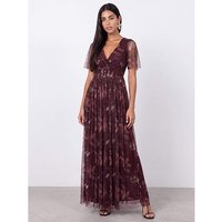 Floral Print V Neck Maxi Dress