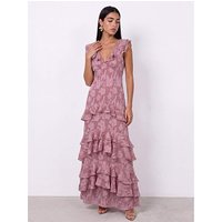 Floral Burnout V Neck Maxi Dress