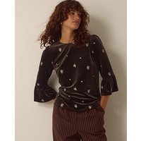 Emilee Flute Sleeve Velvet Top