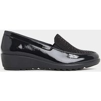 Sparkle Vamp Wedge Loafer Ex Wide Patent