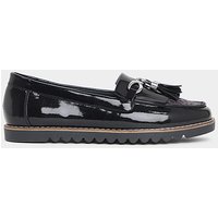 Tassle Chain Trim Flat Loafers Ex Wide Leopard
