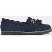 Tassle Chain Trim Flat Loafers Wide