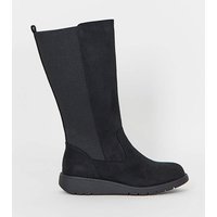 Elasticated Back Wedge Calf Boot Ex Wide Soft