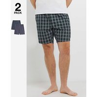 2 Pack Check Cotton Pyjama Shorts Coloured Check Jacamo