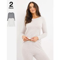 2 Pack Thermal Long Sleeve Tops Oatmeal Grey 16 18