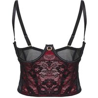Cupless Underwire Lace Longline Bra Black Red
