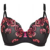Poppy Embroidery Balcony Bra Black Red