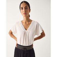 Amaya Crochet V Neck T Shirt