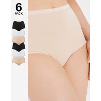 6Pk Basic Maxi Knicker Wht Blk Sk White Black Skin